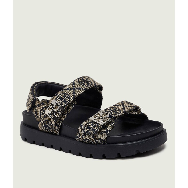 TORY BURCH Sandály T MONOGRAM s přídavkem kůže