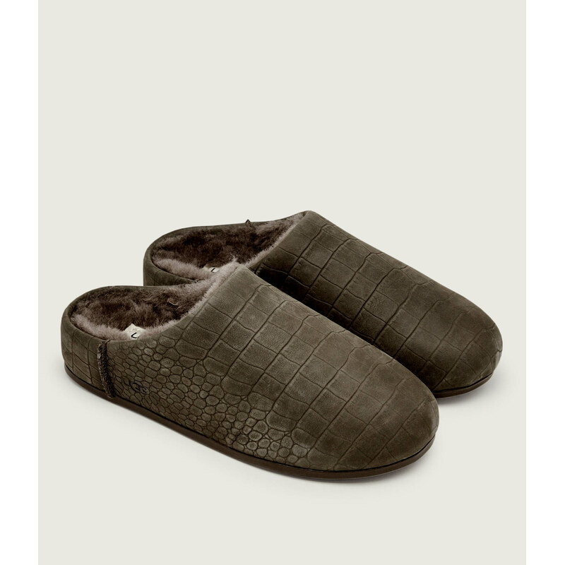 UGG Kožené pantofle typu mules ELEA EMBOSSED | s příměsí vlny