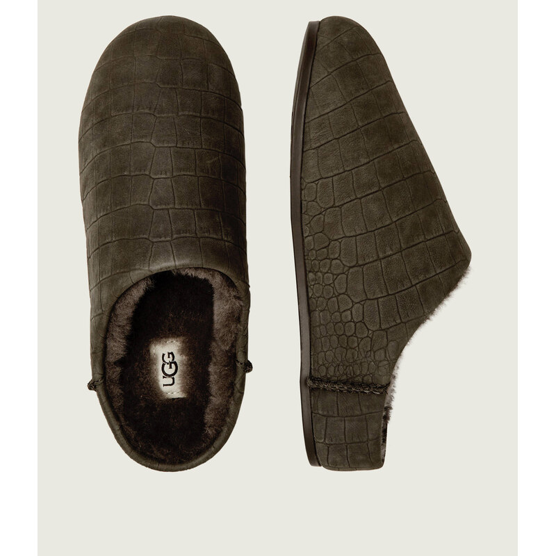 UGG Kožené pantofle typu mules ELEA EMBOSSED | s příměsí vlny