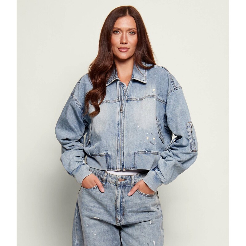 GUESS Džínová bunda bomber ANNA | Cropped Fit