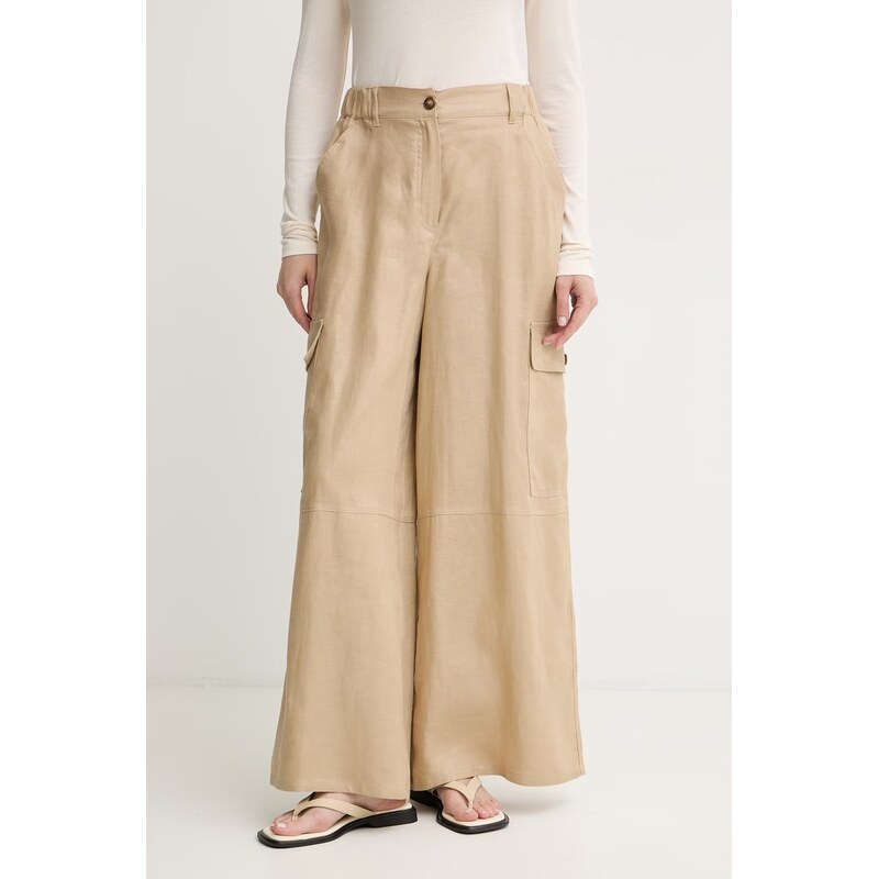 Weekend Max Mara Boyfriend kalhoty dámské lněné 115645285