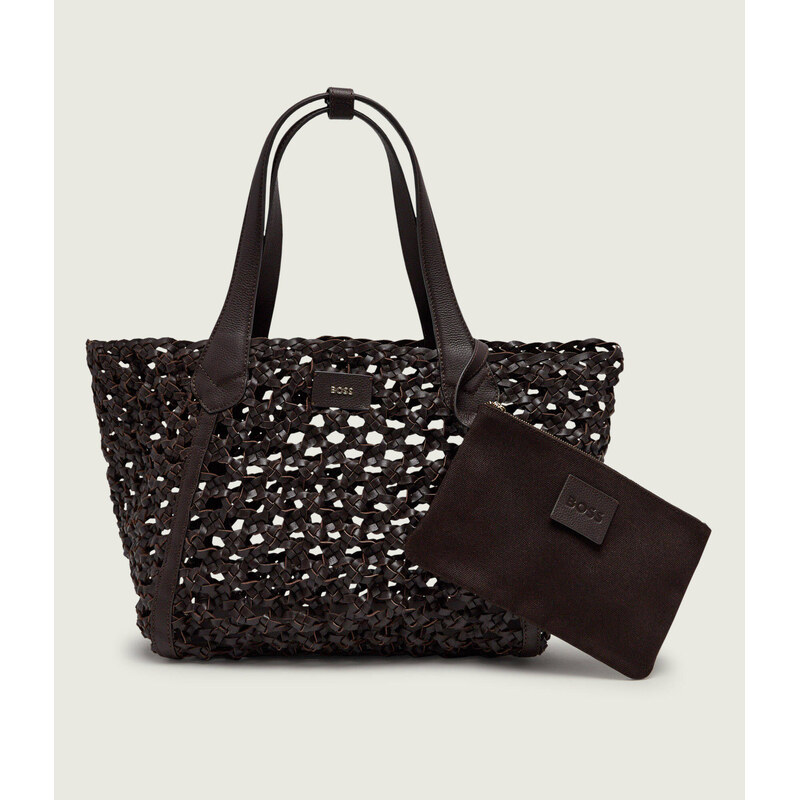 BOSS BLACK Kožená kabelka shopper + váček Lenah