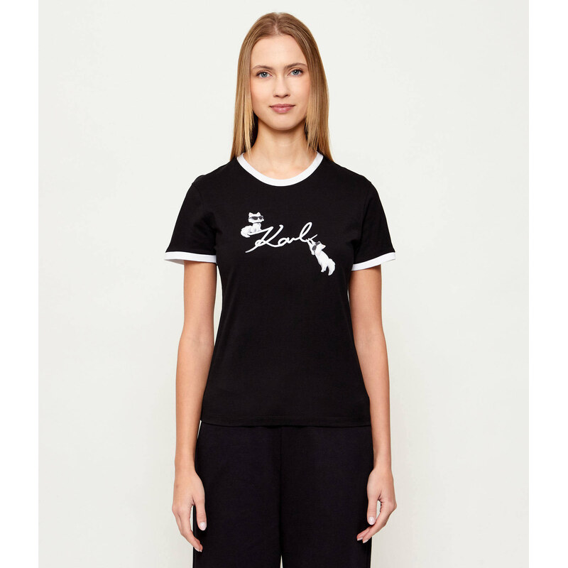 Karl Lagerfeld Tričko Ikon Signature Choupette | Slim Fit
