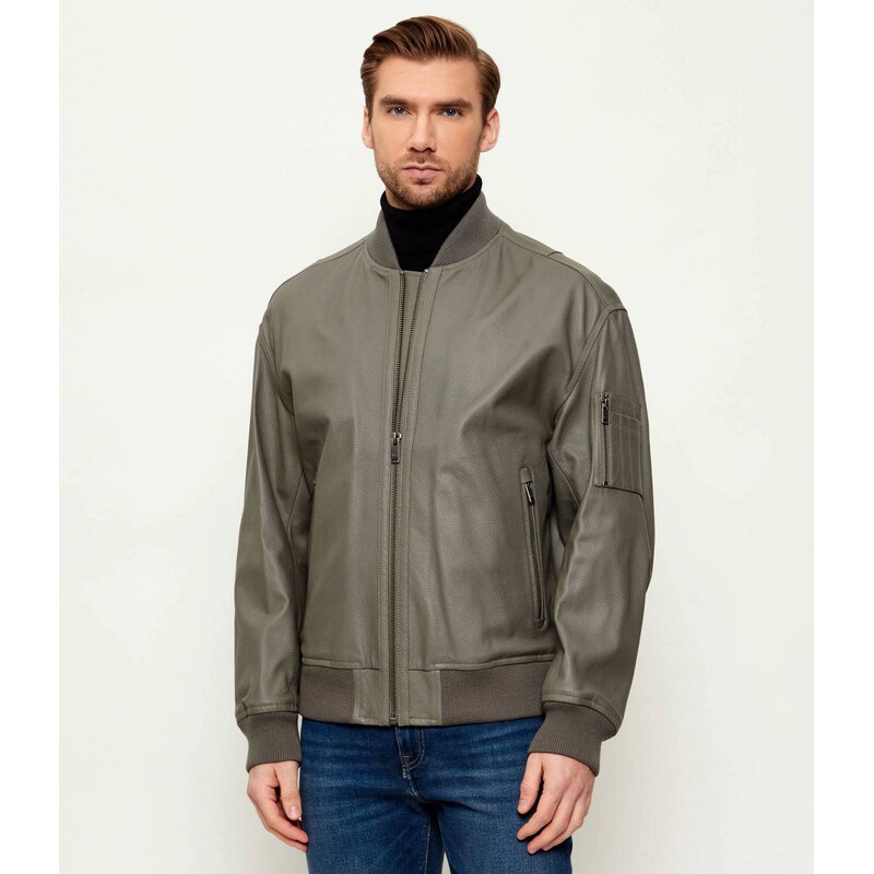 BOSS ORANGE Kožená bunda bomber Jakri | regular fit