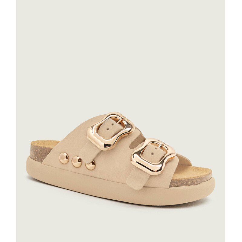 Scholl Pantofle FLORA 2 STRAPS CHUNKY | semiš 115367911