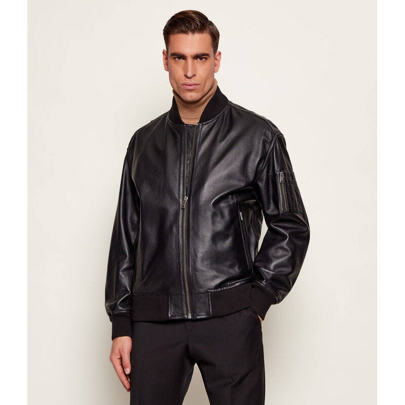 BOSS ORANGE Kožená bunda bomber Jakri | regular fit