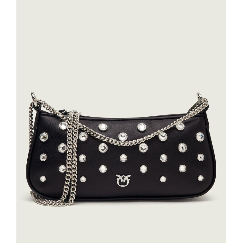 Pinko Kožená kabelka na rameno HALF MOON MINI