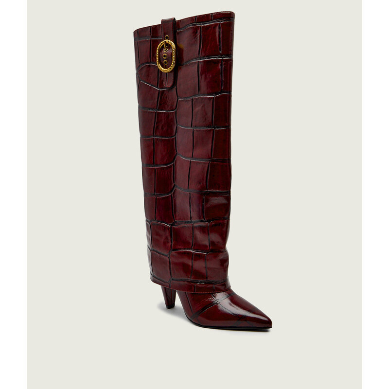 Kurt Geiger Kožené kozačky na vysokém podpatku FOLD OVER