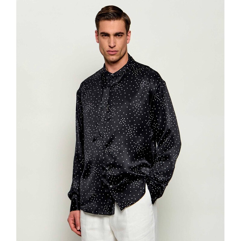 Černá hedvábná košile Dsquared2 v loose fit střihu