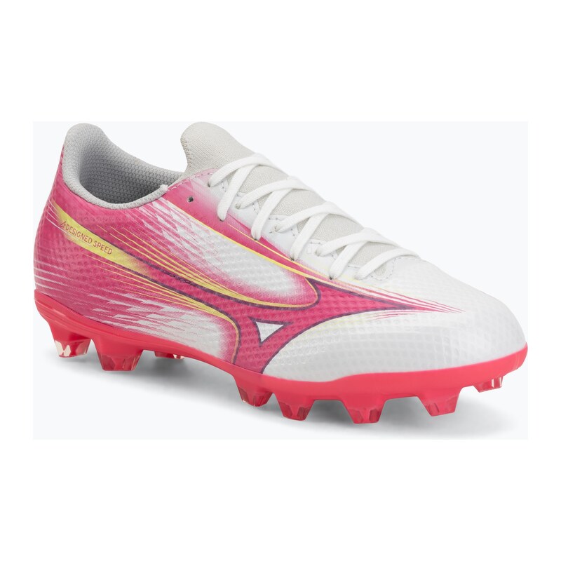 Dětské kopačky Mizuno Alfa III Select Jr FG white/fuchsia purple