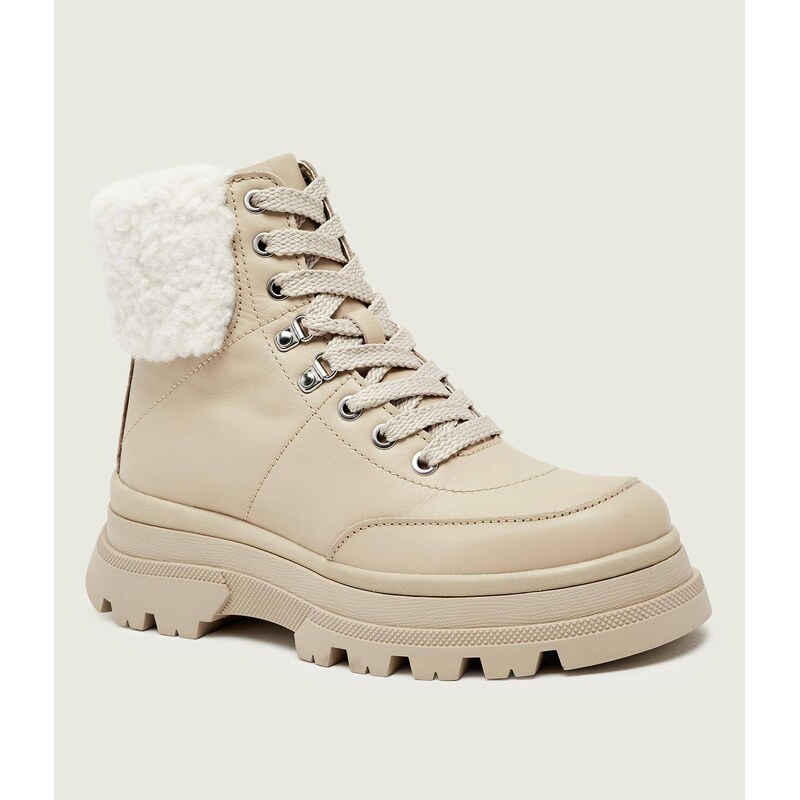 BOSS BLACK Kotníkové boty na platformě Foster | shearling | kůže