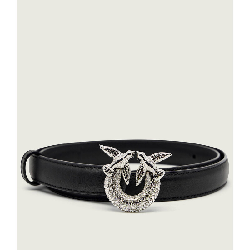 Pinko Kožený opasek H2 STRASS BUCKLE 109377919