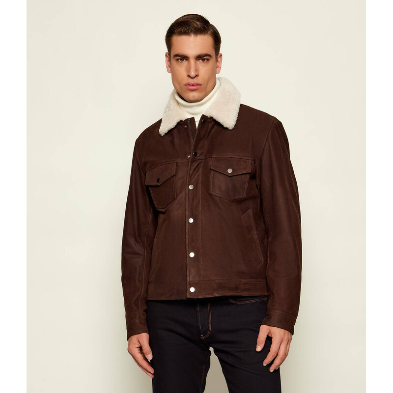 BOSS BLACK Kožená bunda Mordy_DB | BOSS X David Beckham |