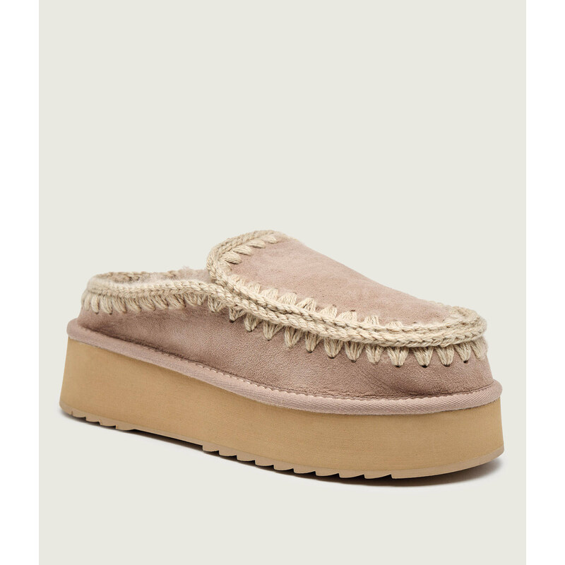 MOU Pantofle typu mules Clog Eskimo Platform | semiš 109278078