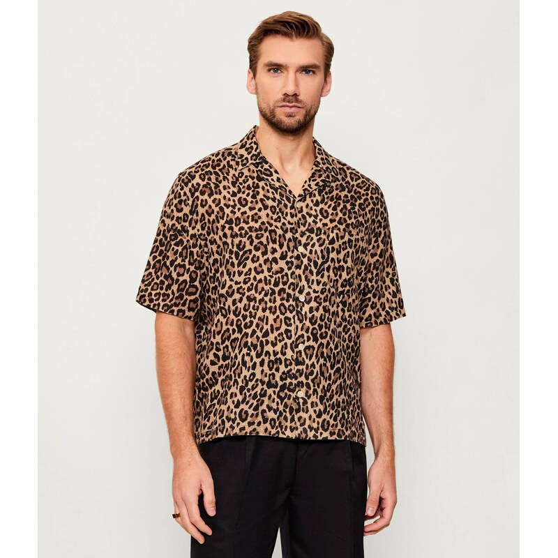 AllSaints Lněná košile LEOPARDONE | Loose fit