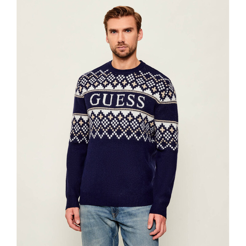 GUESS Svetr | regular fit | s příměsí vlny