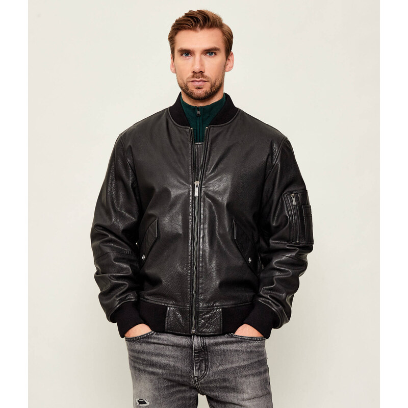 Just Cavalli Kožená bunda bomber | regular fit
