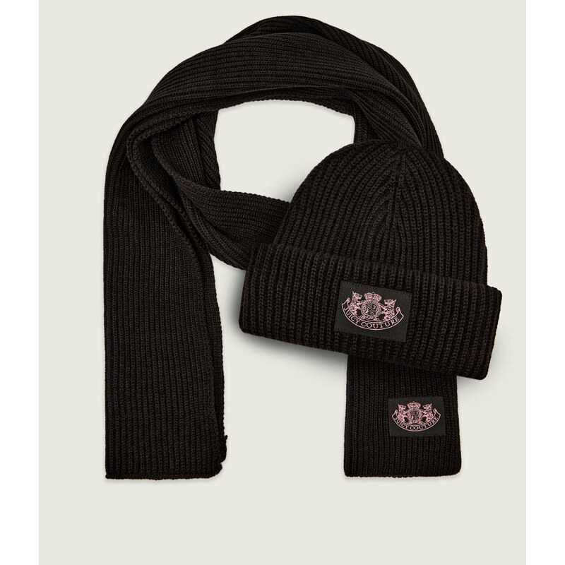 Juicy Couture Šála + čepice CHEETAH CREST | s příměsí vlny