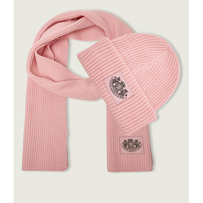 Juicy Couture Šála + čepice CHEETAH CREST | s příměsí vlny