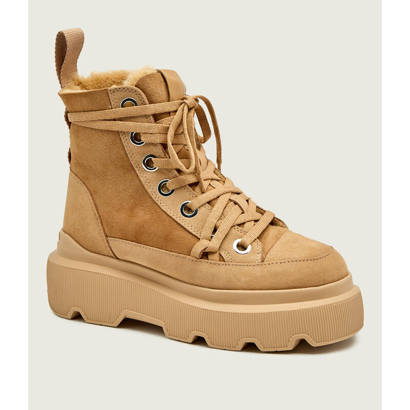 INUIKII Kotníkové boty na platformě MATILDA | shearling | semiš