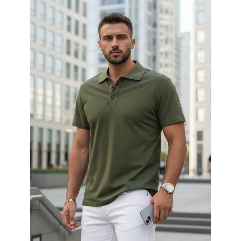 Dstreet Zelená trendy polokošile