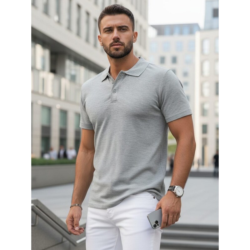 Buďchlap Světle šedá trendy polokošile