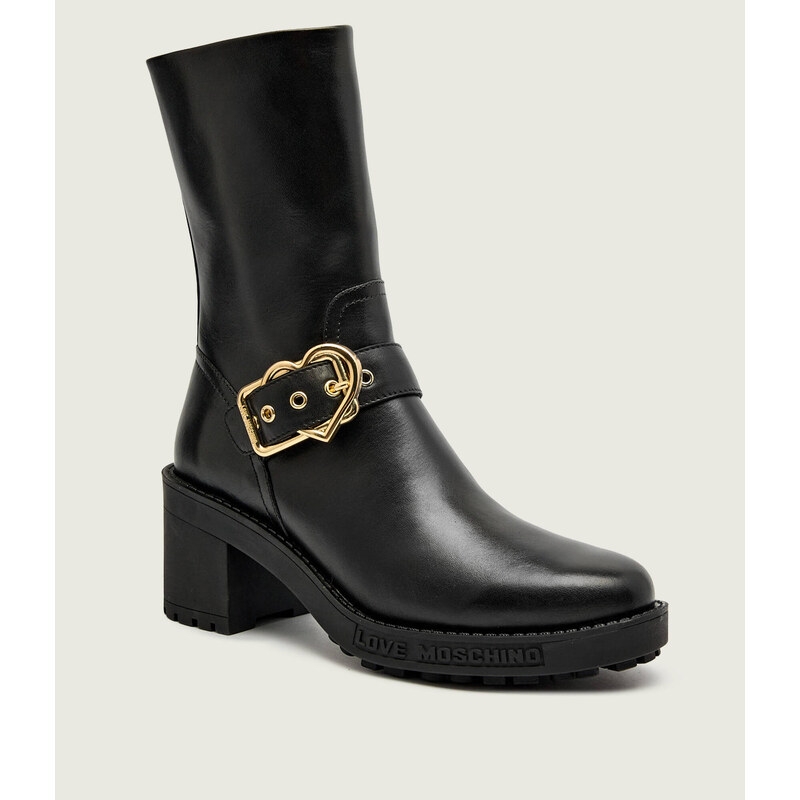 Love Moschino Kožené kotníkové boty na vysokém podpatku 108550282