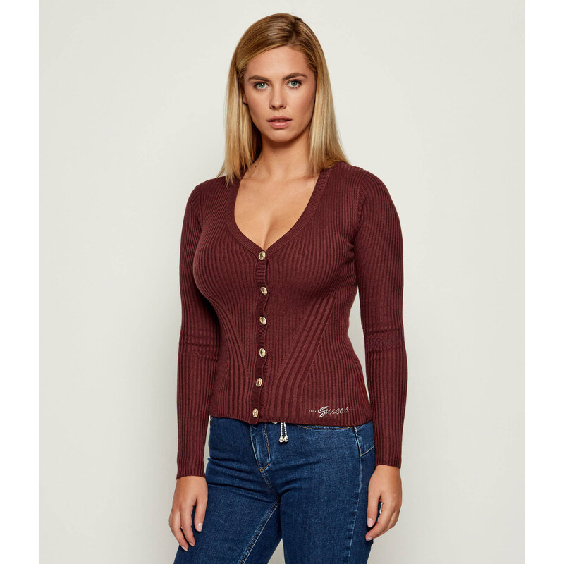 GUESS Kardigan JULIA | Slim Fit | s přísměsí hedvábí a kašmíru 108516516
