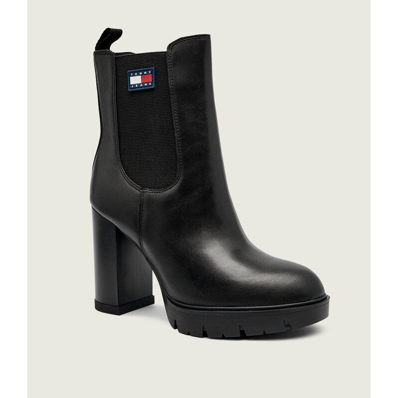 Tommy Jeans Kožené kotníkové boty na vysokém podpatku 108429085