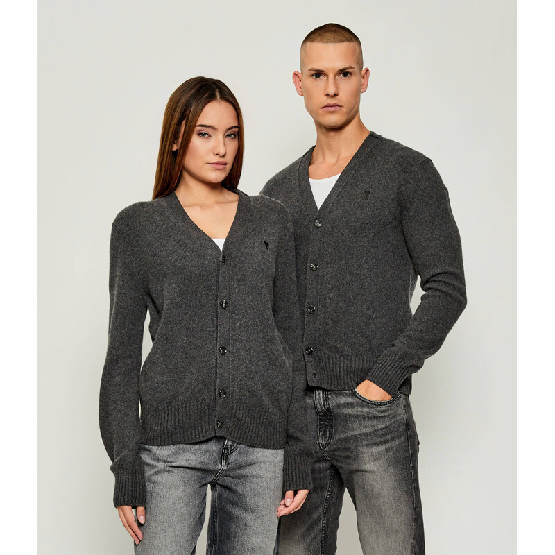 AMI Paris Kašmírový kardigan | regular fit | s příměsí vlny 108374610