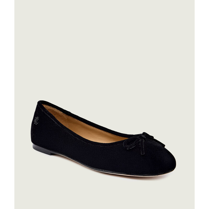 LAUREN RALPH LAUREN Baleríny VELVET-JAYNA III-FL-BAL s přídavkem kůže 112738161