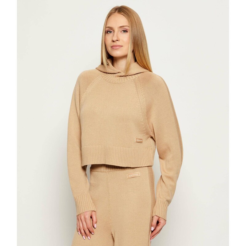Armani Exchange Svetr | Cropped Fit | s příměsí vlny