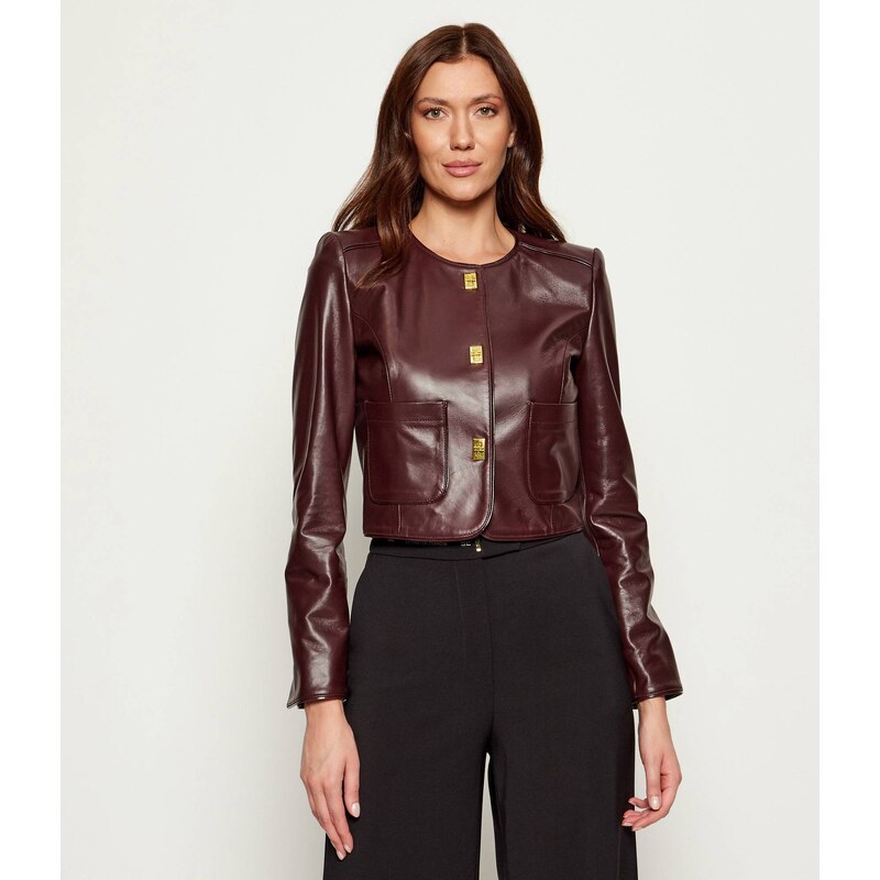 Elisabetta Franchi Kožená bunda | Cropped Fit