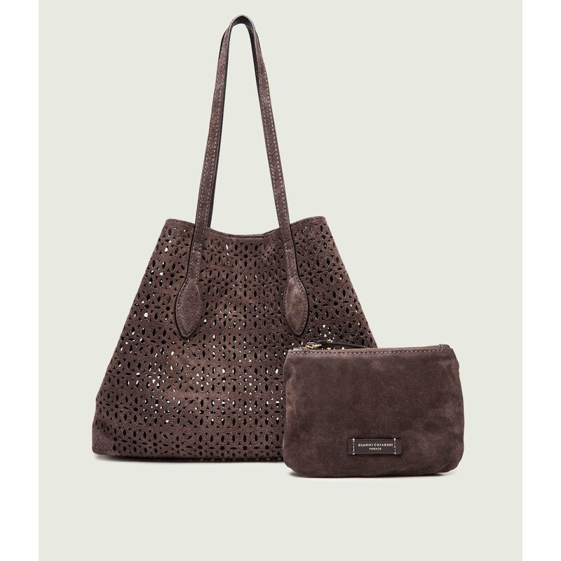 GIANNI CHIARINI Kabelka shopper + váček MASHUP | semiš 115606389