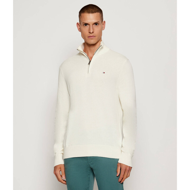 Tommy Hilfiger Svetr ZIP MOCK | regular fit | s příměsí kašmíru