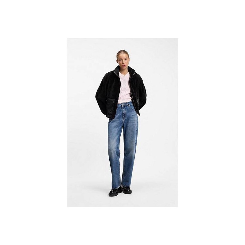 HUGO Faux-fur coat with contrasting patch pockets 115645745