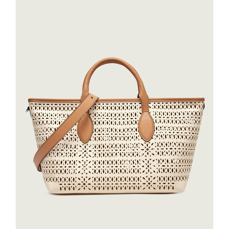 GIANNI CHIARINI Kabelka shopper MASHUP s přídavkem kůže