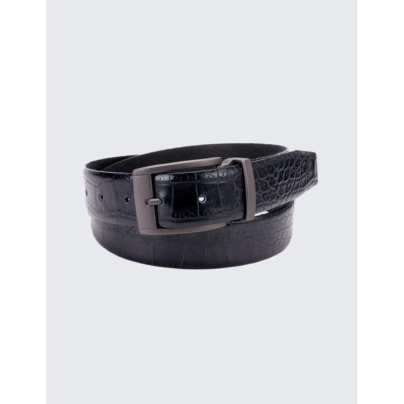 Belt Wegener Pánský kožený opasek 102299 modrý