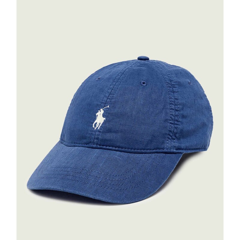 POLO RALPH LAUREN Lněná kšiltovka s přídavkem kůže