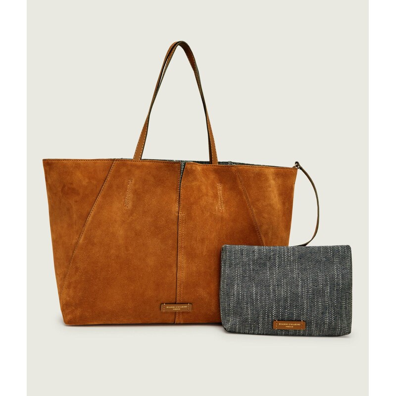 GIANNI CHIARINI Džínová kabelka shopper + váček MAYA | semiš 114813833