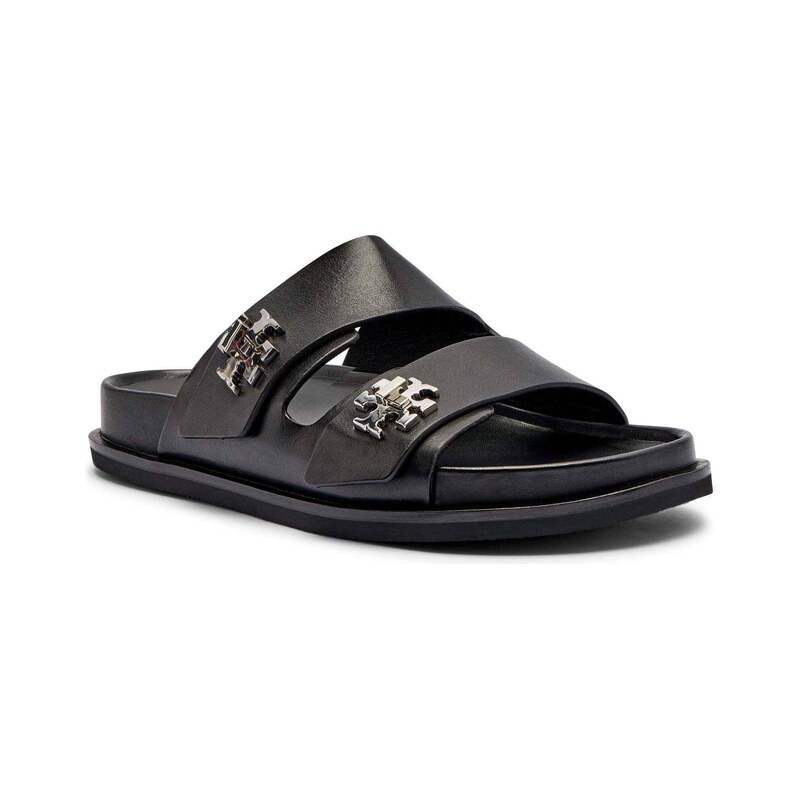 TORY BURCH Kožené pantofle TURNLOCK SPORT SLIDE