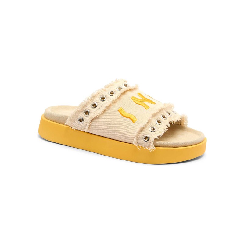 INUIKII Pantofle FRAYED DENIM LOW s přídavkem kůže