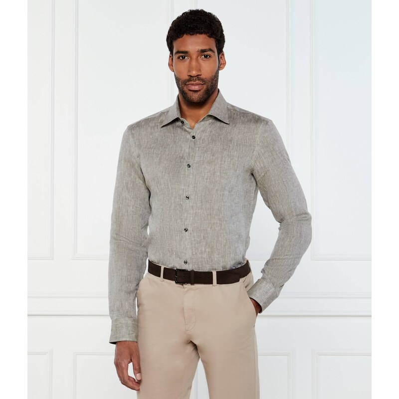 BOSS BLACK Lněná košile H-HANK-kent-C1-214 | Slim Fit