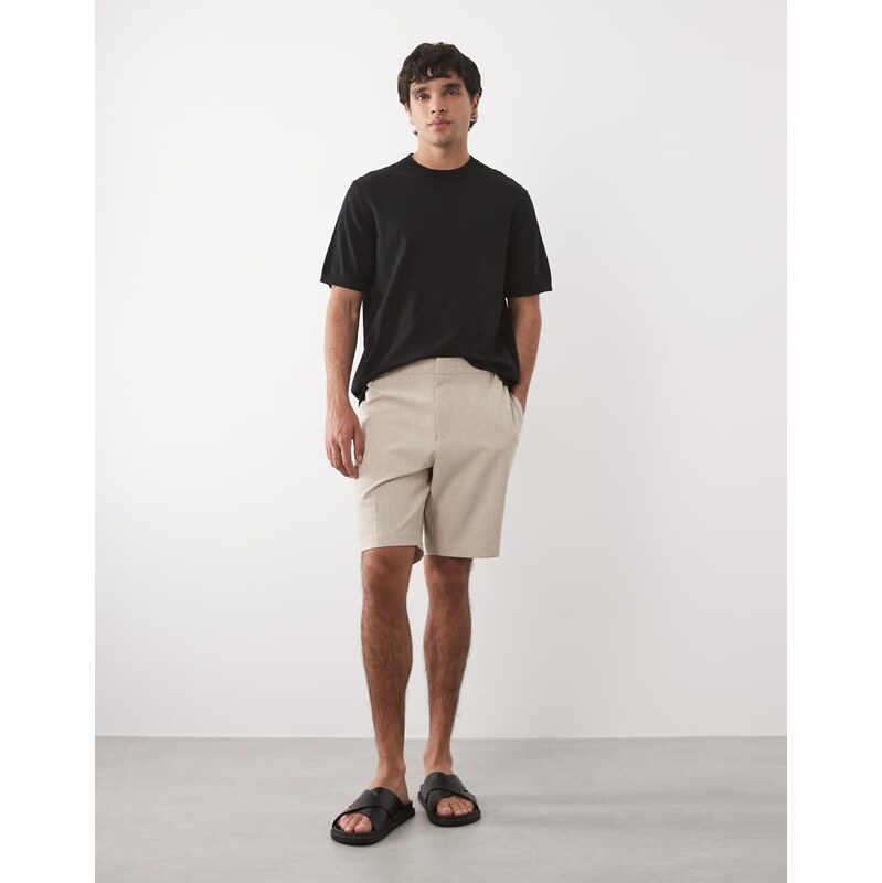ASOS DESIGN tailored comfort stretch slim shorts in stone with