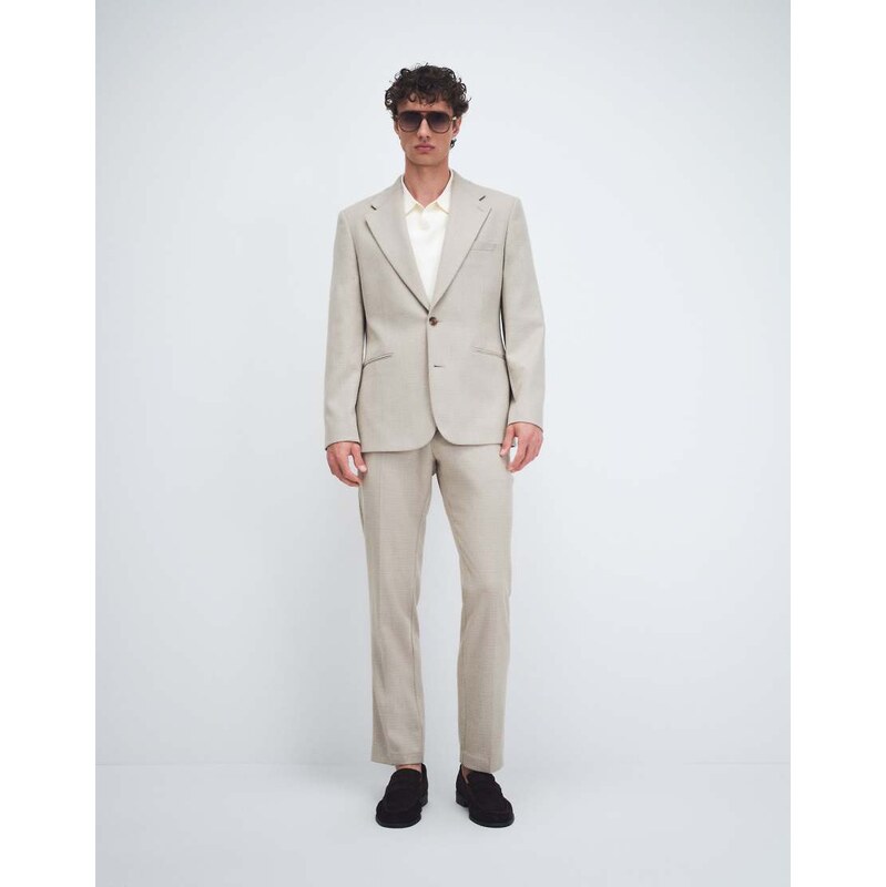 ASOS DESIGN slim suit trousers in beige wool blend tweed-Neutral