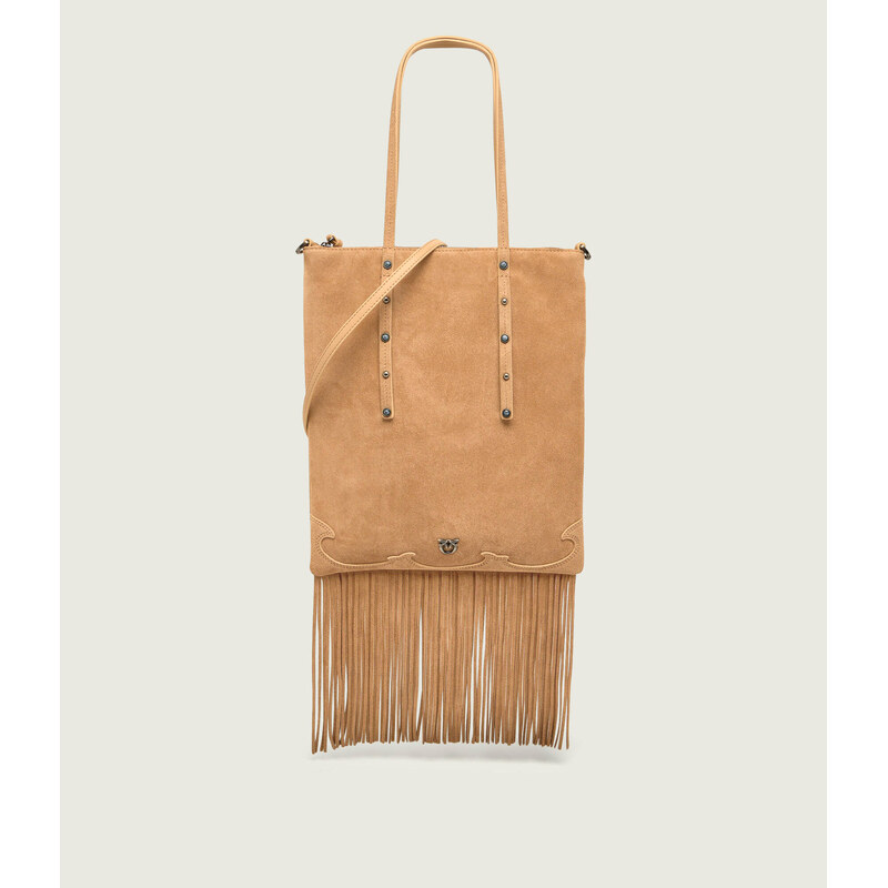 Pinko Kabelka na rameno MINI SHOPPER FRINGES | semiš