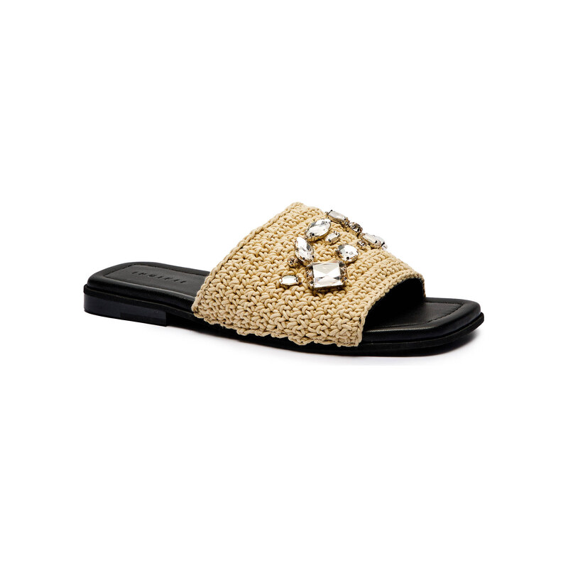INUIKII Pantofle WOVEN STRAP STONES s přídavkem kůže 104823986