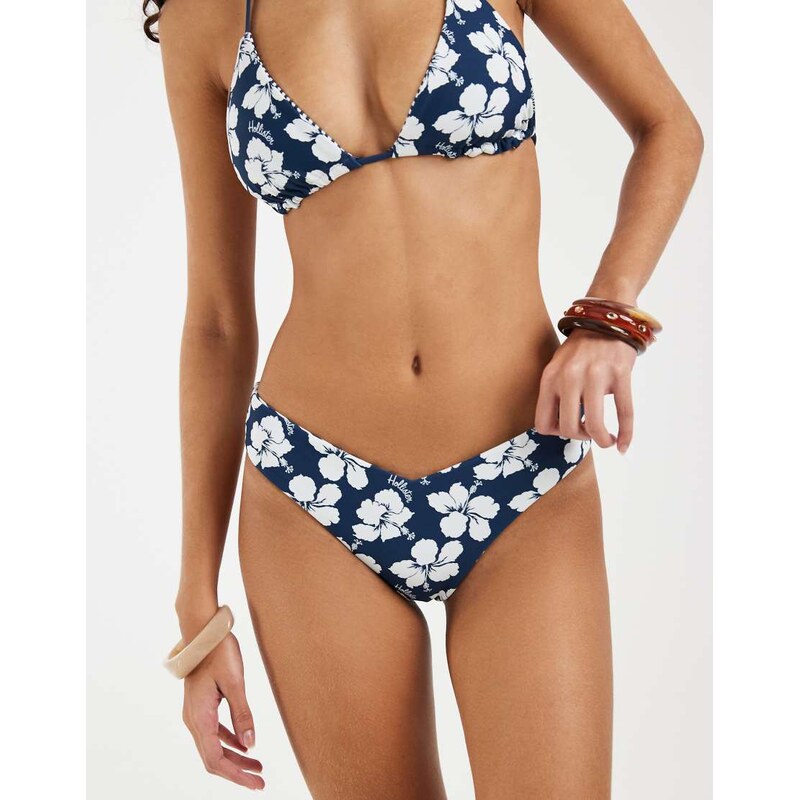 Hollister V front reversible bikini bottom co-ord in blue floral 115646697