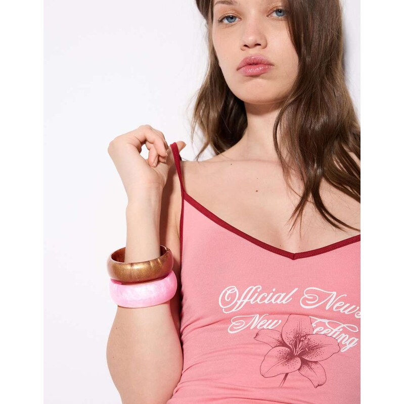 Bershka Pack of resin bracelets in pink 115646698