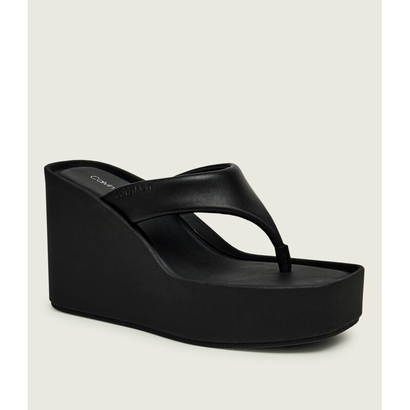 Calvin Klein Kožené žabky WEDGE 70